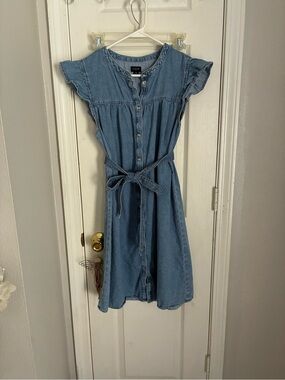 J. Crew Light Blue Chambray Button-Front Midi Dress